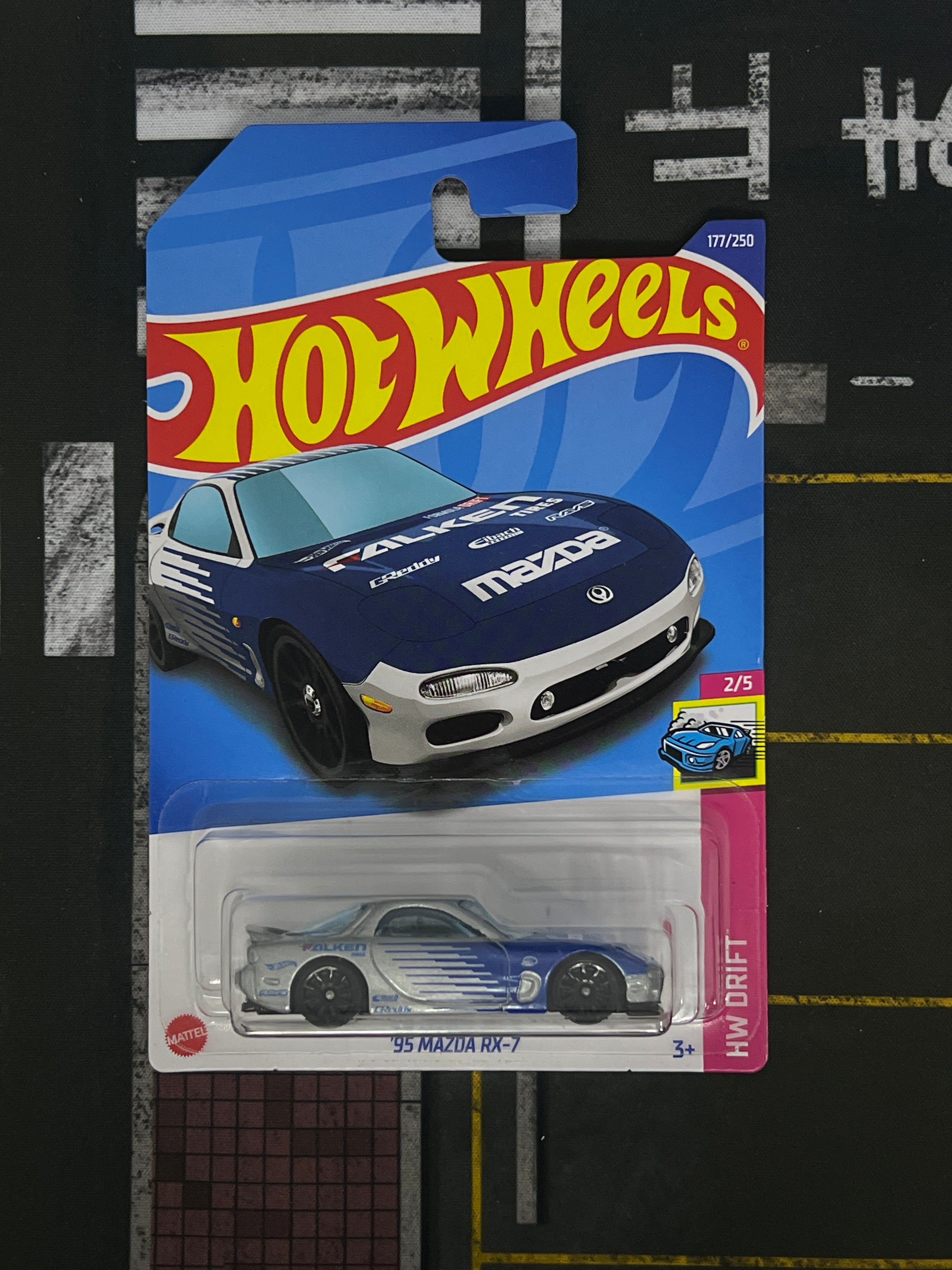 ‘95 Mazda RX-7 Silver & Blue Falken